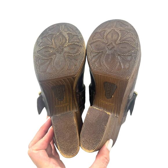 B.O.C Born Concept Womens 9M Mule Clogs Metallic Brown Leather Buckle Round Toe - Picture 12 of 14